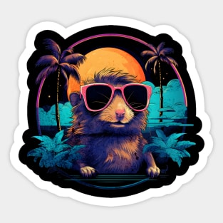 Retro Wave Gerbil Good Vibes Sticker